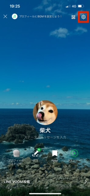 LINEプロフィール画面設定選択