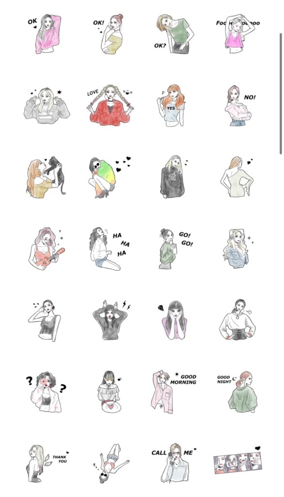 LINEスタンプオシャレ外国女子スタンプ一覧画面