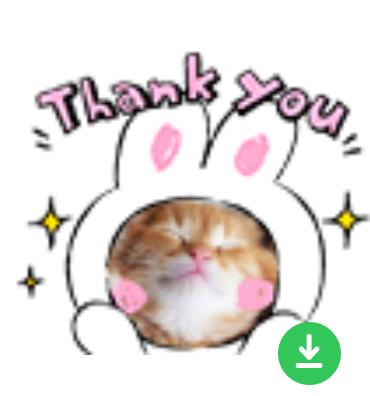 LINEスタンプメーカーフレームうさぎTHANKYOU表示