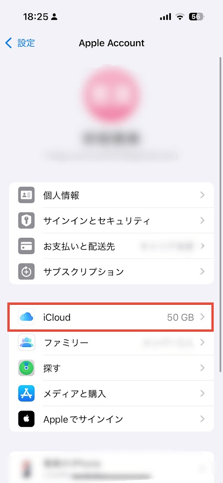 Apple　Account画面